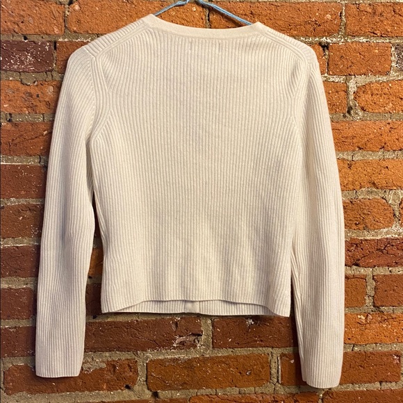 NAADAM Women's Ribbed Cream V-Neck Cardigan - Picture 2 of 6